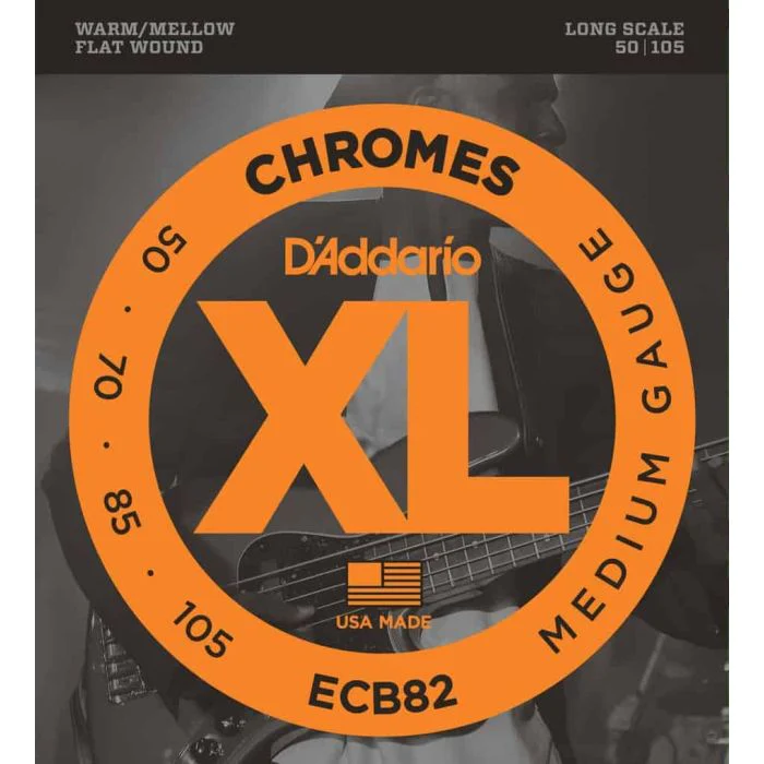 D'Addario ECB82 Chromes, 50-105. Flatwound long scale Bass strings
