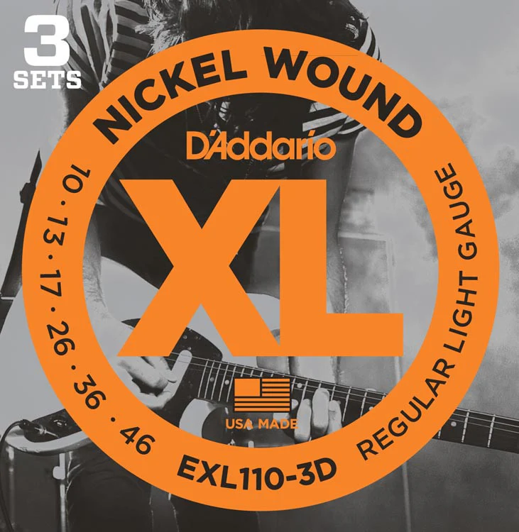 D'Addario Nickel Wound 10-46 Electric Strings (EXL110-3D) 3 Pack