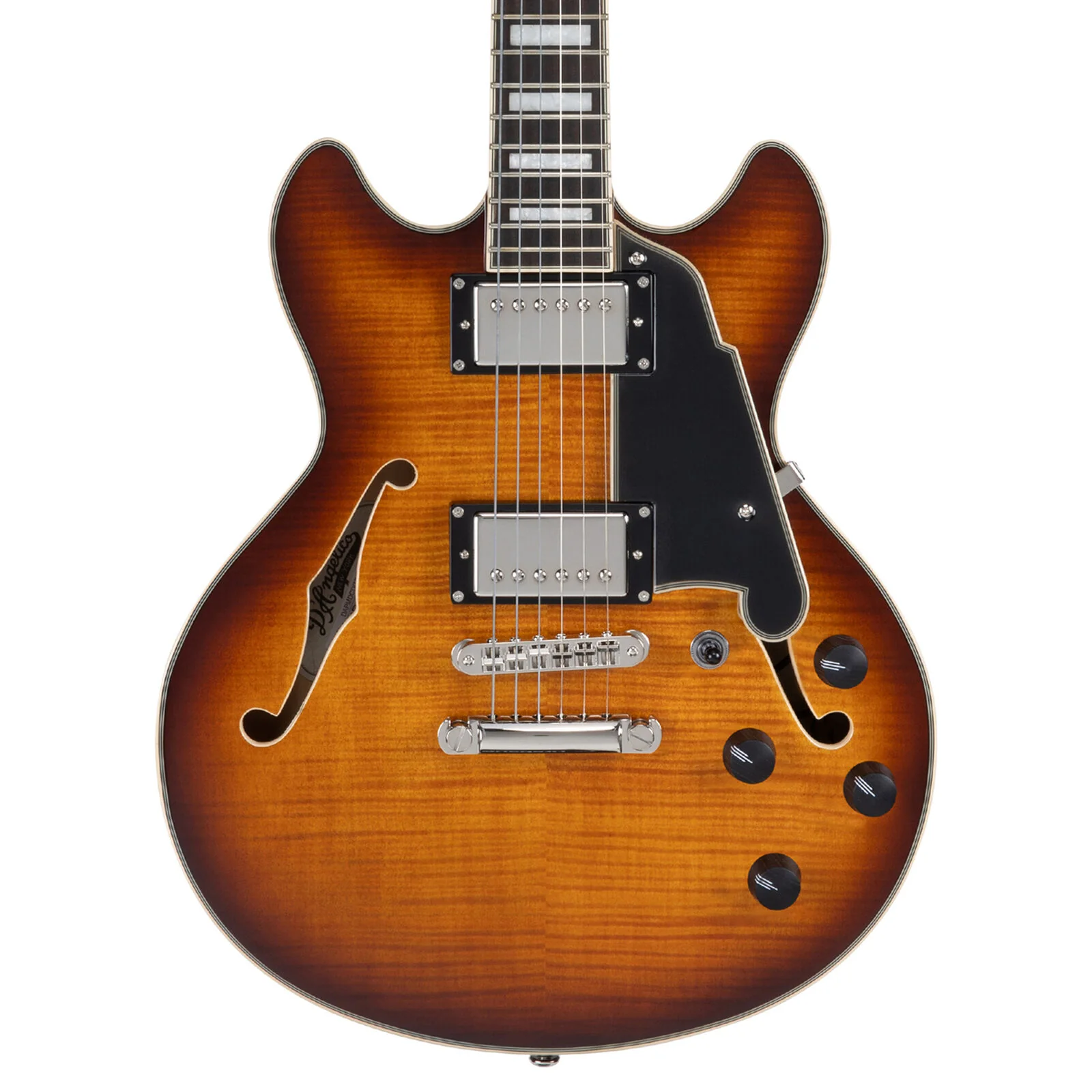 D'Angelico Premier Mini DC Semi-Hollow Guitar (Dark Iced Tea Burst) - Image 3