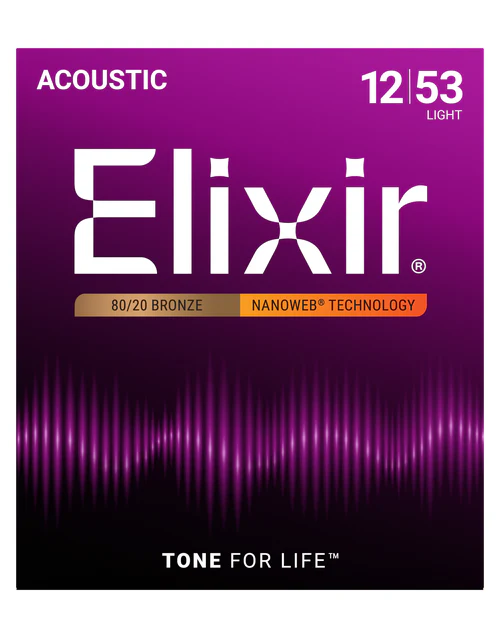 Elixir Nanoweb 12-53 Acoustic Strings 80/20 Bronze