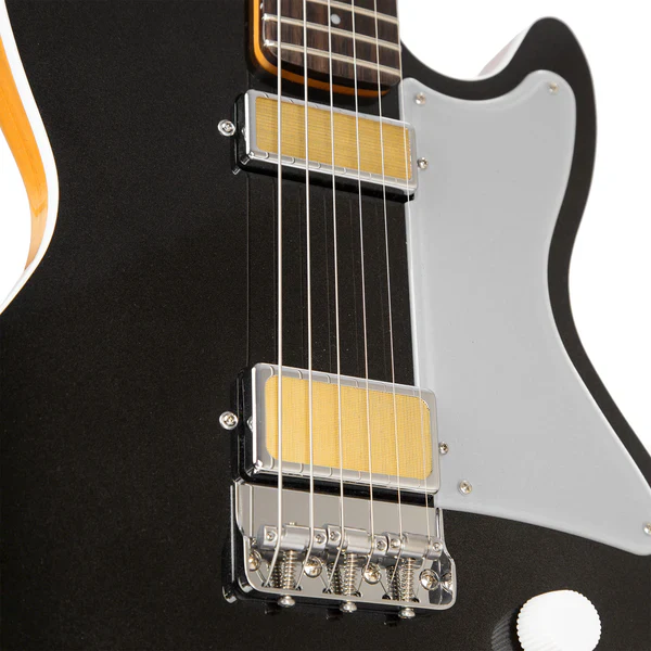 Harmony Guitars Jupiter Thinline Translucent Black w/Case - Image 3