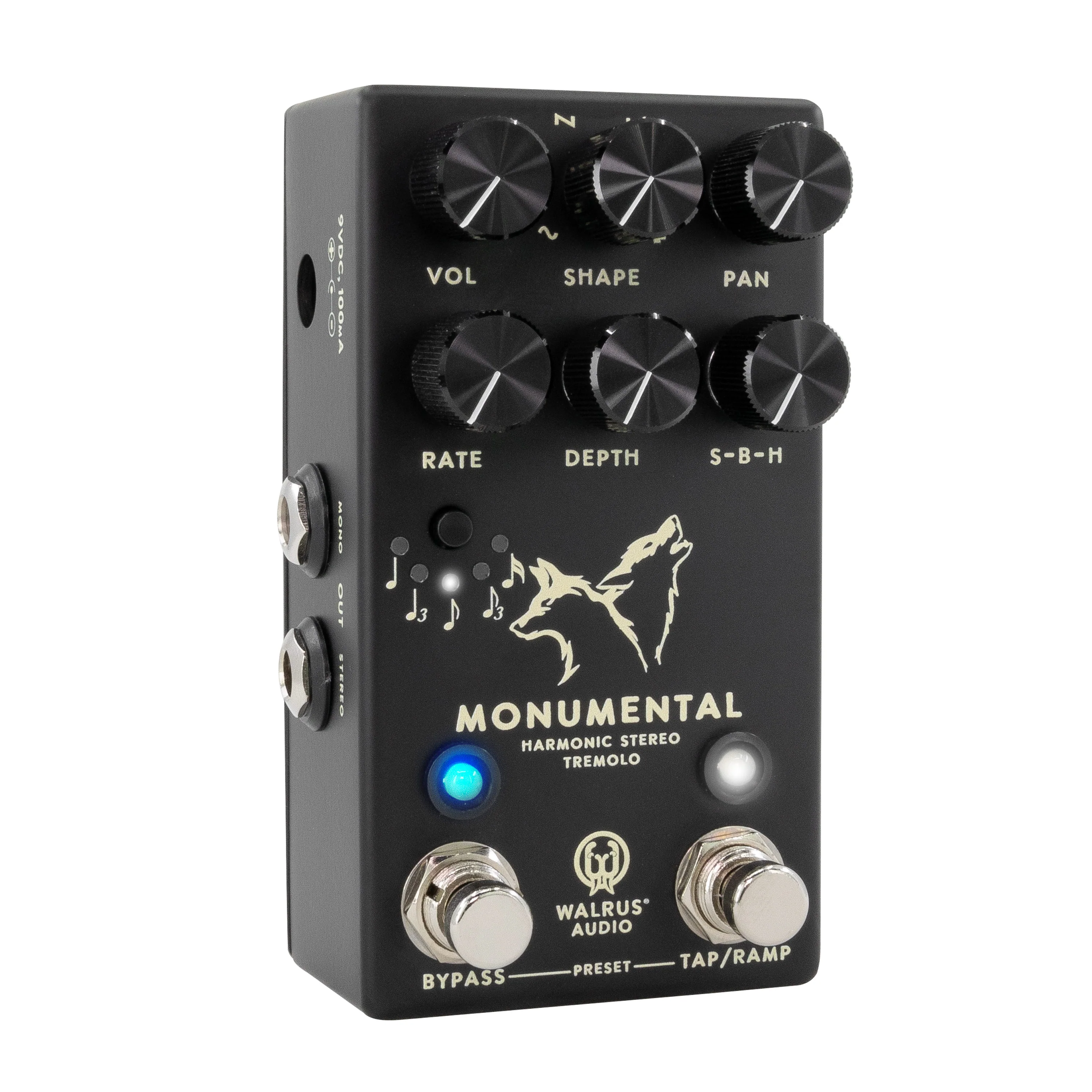 Walrus Audio Monumental Stereo Harmonic Tap Tremolo - Black - Image 5
